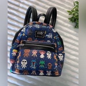 Loungefly Disney Parks Mini Backpack Star Wars Chibi Character Print